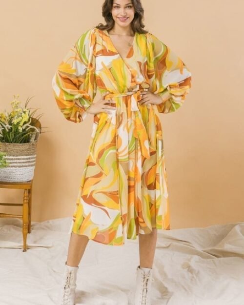 A Printed Woven Midi Dress