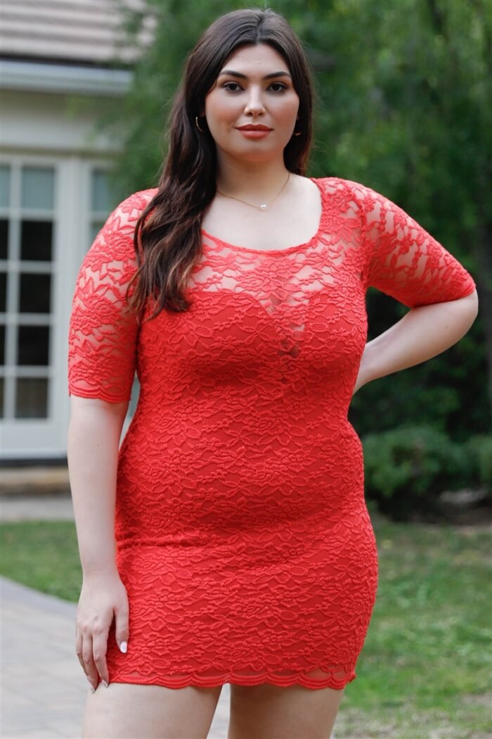 Plus lace mini dress - image 4