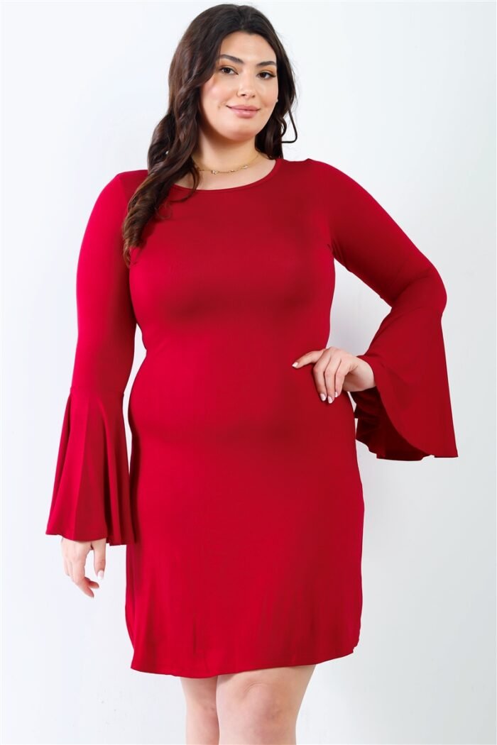Plus Bell Long Sleeve Mini Dress - Image 7