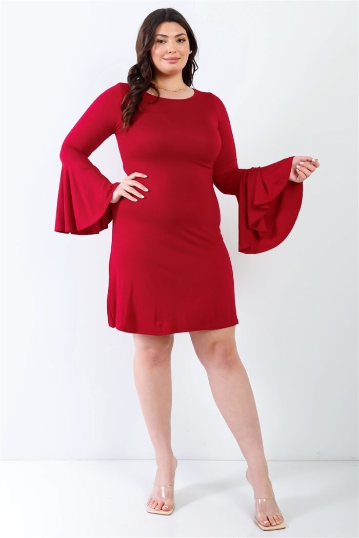 Plus Bell Long Sleeve Mini Dress - Image 8