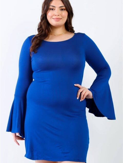Plus Bell Long Sleeve Mini Dress