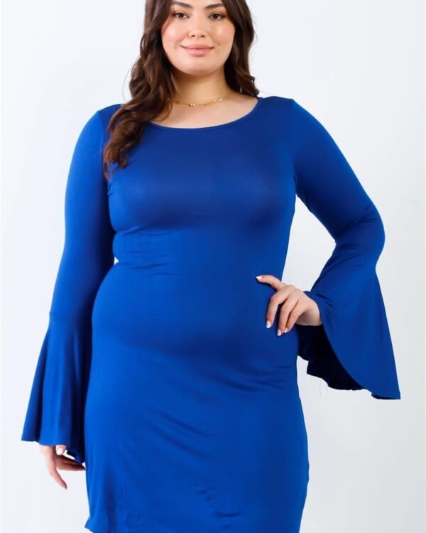 Plus Bell Long Sleeve Mini Dress