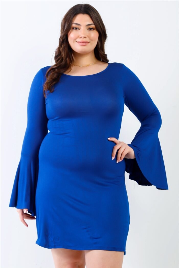 Plus Bell Long Sleeve Mini Dress - Image 1