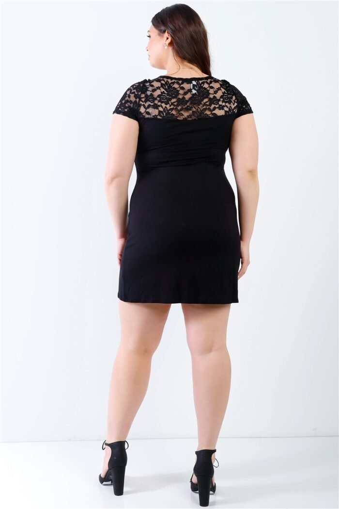 Plus lace details short sleeve mini dress - image 3