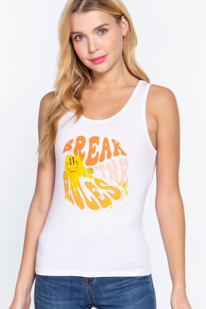 Screen print knit tank top