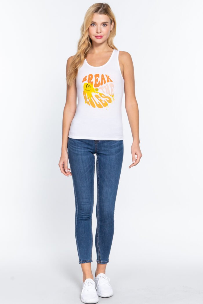 Screen print knit tank top