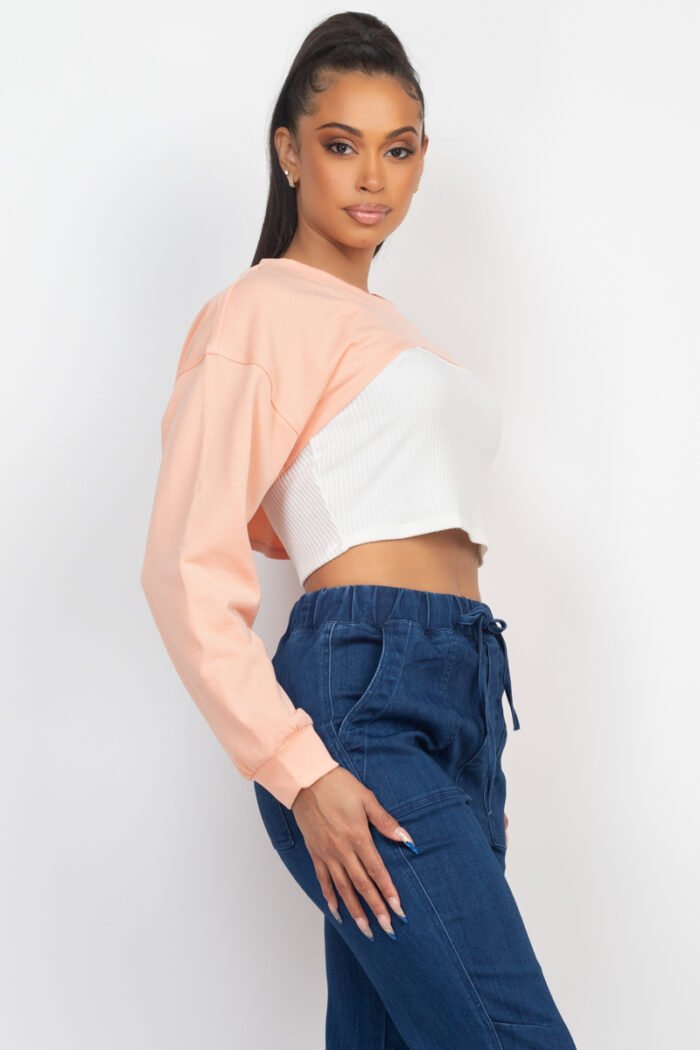 Ribbed sleeveless top with shrug sweater