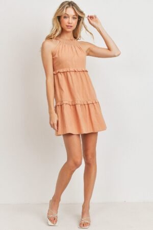 Textured Woven Fabric With Tiered Sl Dress Textured Woven Fabric With Tiered Sl Dress