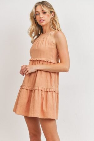 Textured Woven Fabric With Tiered Sl Dress Textured Woven Fabric With Tiered Sl Dress