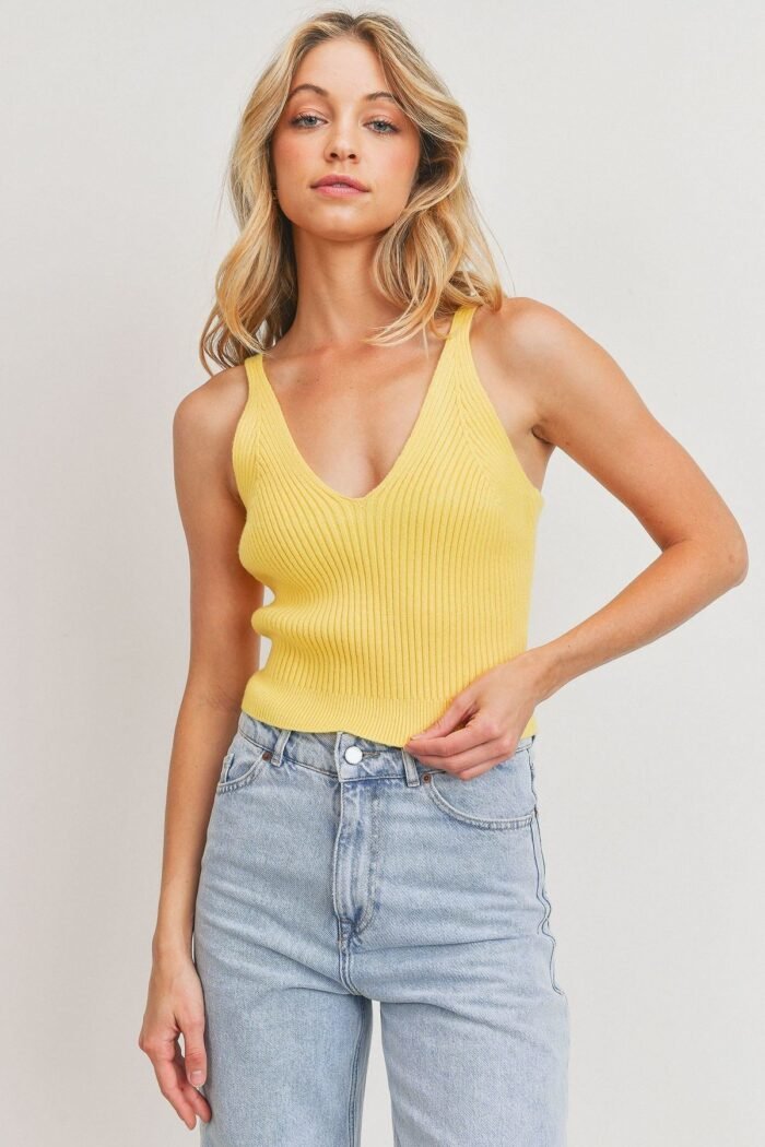 Rib knit sleeveless top - image 1