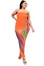 Plus Sleeveless Color Gradient Tube Top Maxi Dress - Image 2