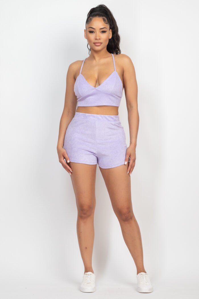 Terry towel bralette top & mini shorts set - image 19