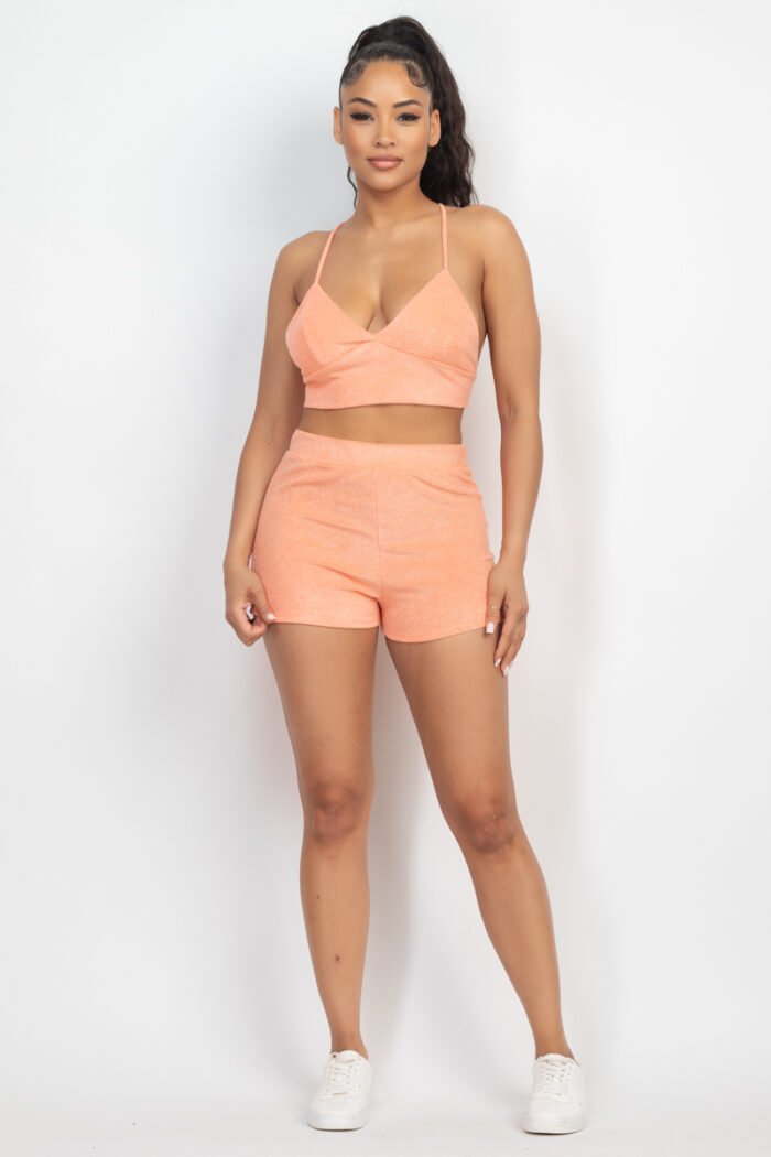 Terry towel bralette top & mini shorts set - image 9