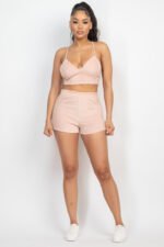 Terry Towel Bralette Top & Mini Shorts Set - Image 2