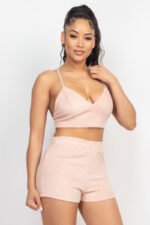 Terry Towel Bralette Top & Mini Shorts Set - Image 3