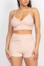 Terry Towel Bralette Top & Mini Shorts Set - Image 4