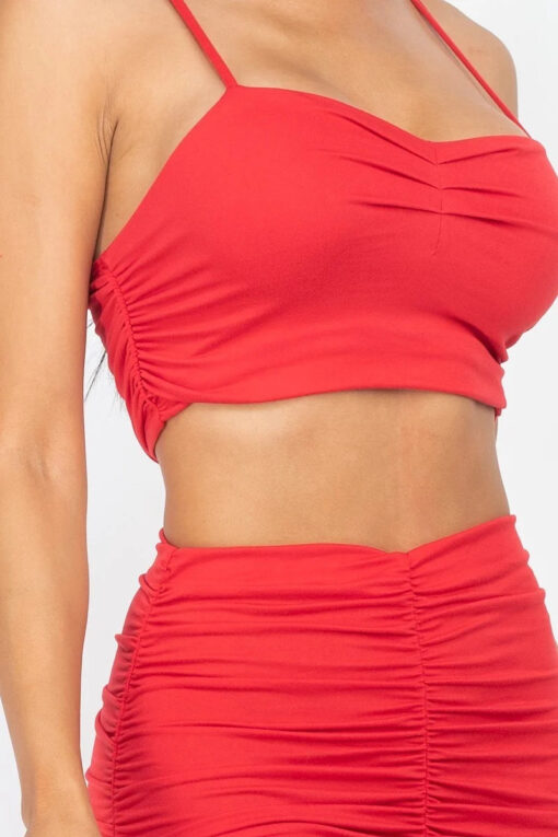 Ruched Crop Top And Skirt Sets - Image 10