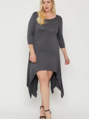 Asymmetrical Raw Edge Hem Mini Dress Asymmetrical Raw Edge Hem Solid Dress