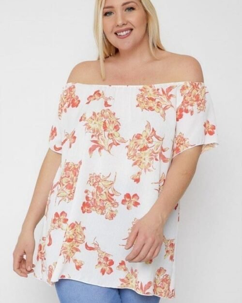 floral print off the shoulder top