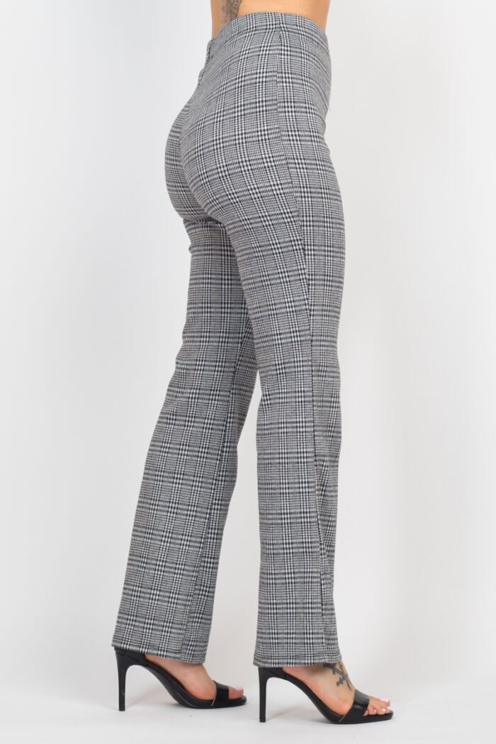 Plaid cut-out long sleeve top & pants set