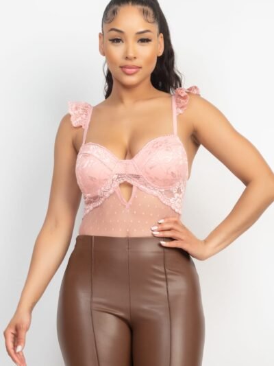 Sweetheart Cut-out Cami Ruffled Bodysuit Sweetheart Cut-out Cami Ruffled Bodysuit