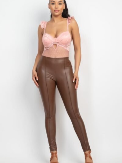 Sweetheart Cut-out Cami Ruffled Bodysuit Sweetheart Cut-out Cami Ruffled Bodysuit
