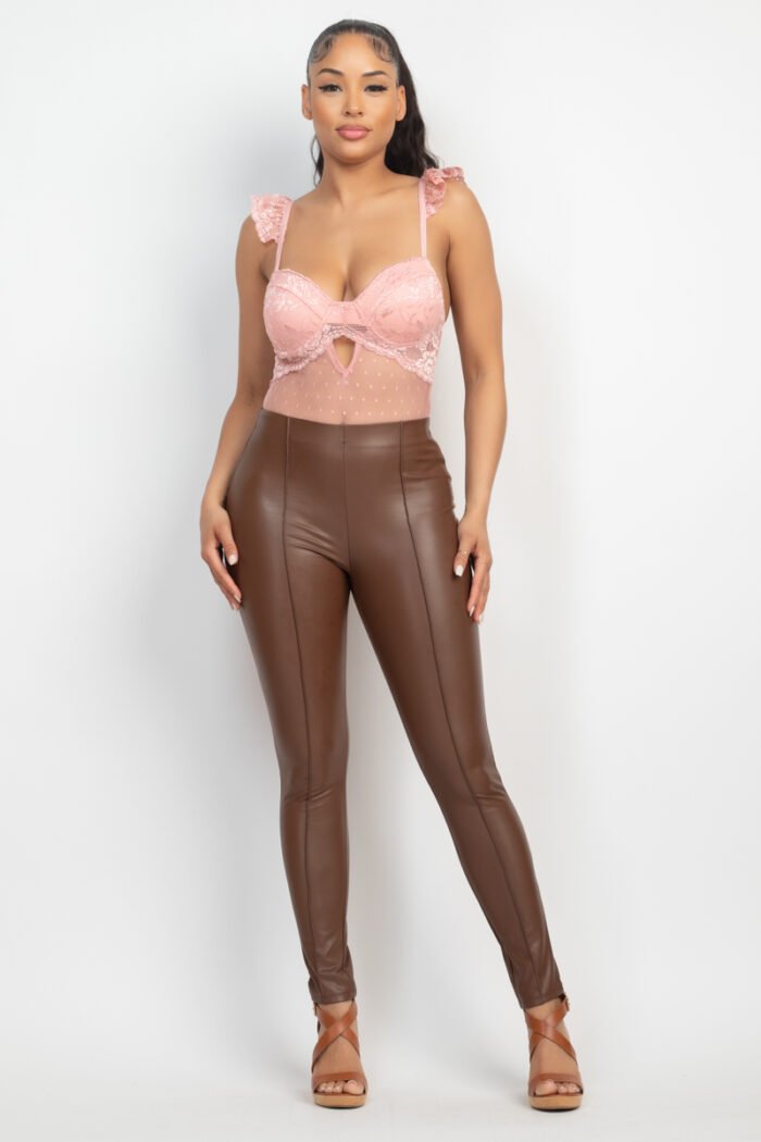Sweetheart cut-out cami ruffled bodysuit
