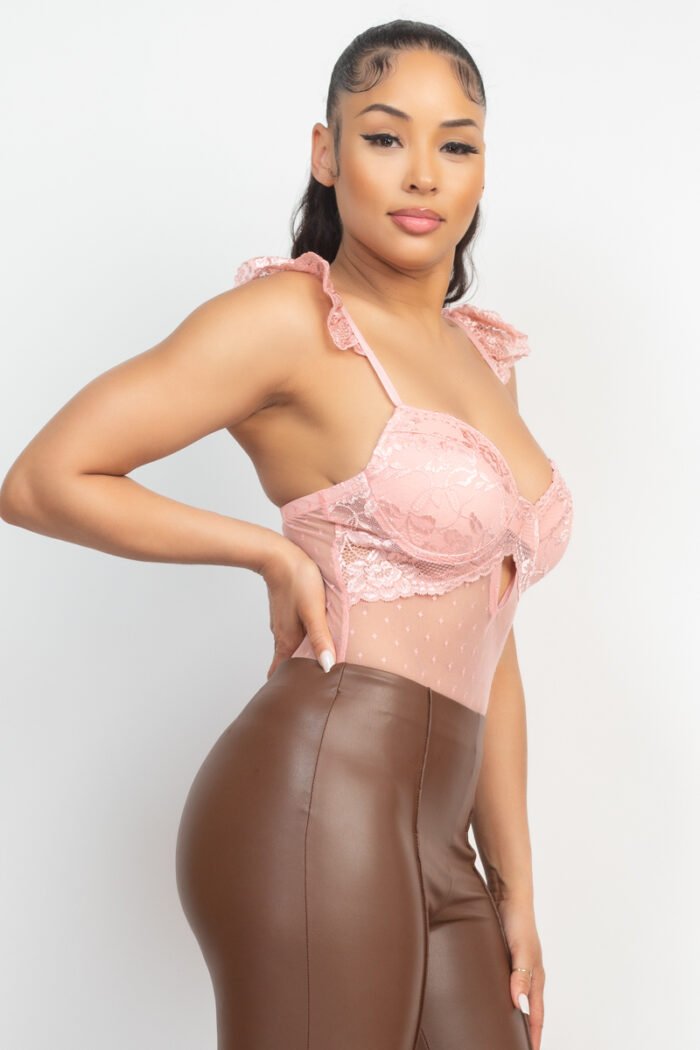 Sweetheart cut-out cami ruffled bodysuit
