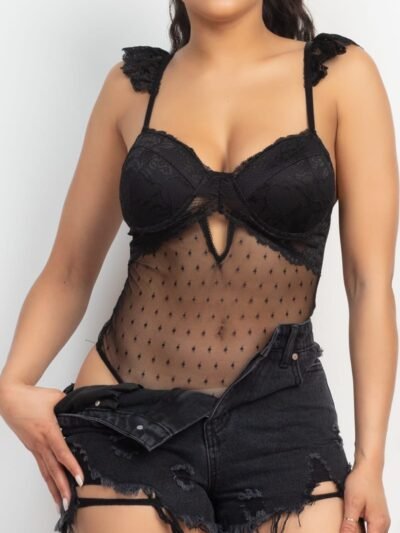 Sweetheart Cut-out Cami Ruffled Bodysuit Sweetheart Cut-out Cami Ruffled Bodysuit