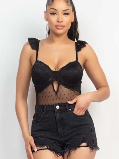 Sweetheart Cut-out Cami Ruffled Bodysuit Sweetheart Cut-out Cami Ruffled Bodysuit