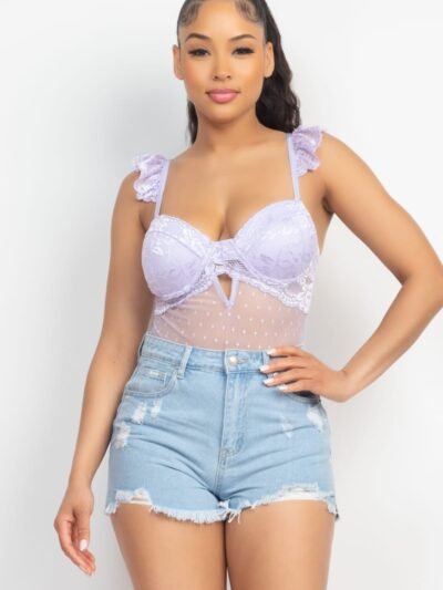 Sweetheart Cut-out Cami Ruffled Bodysuit