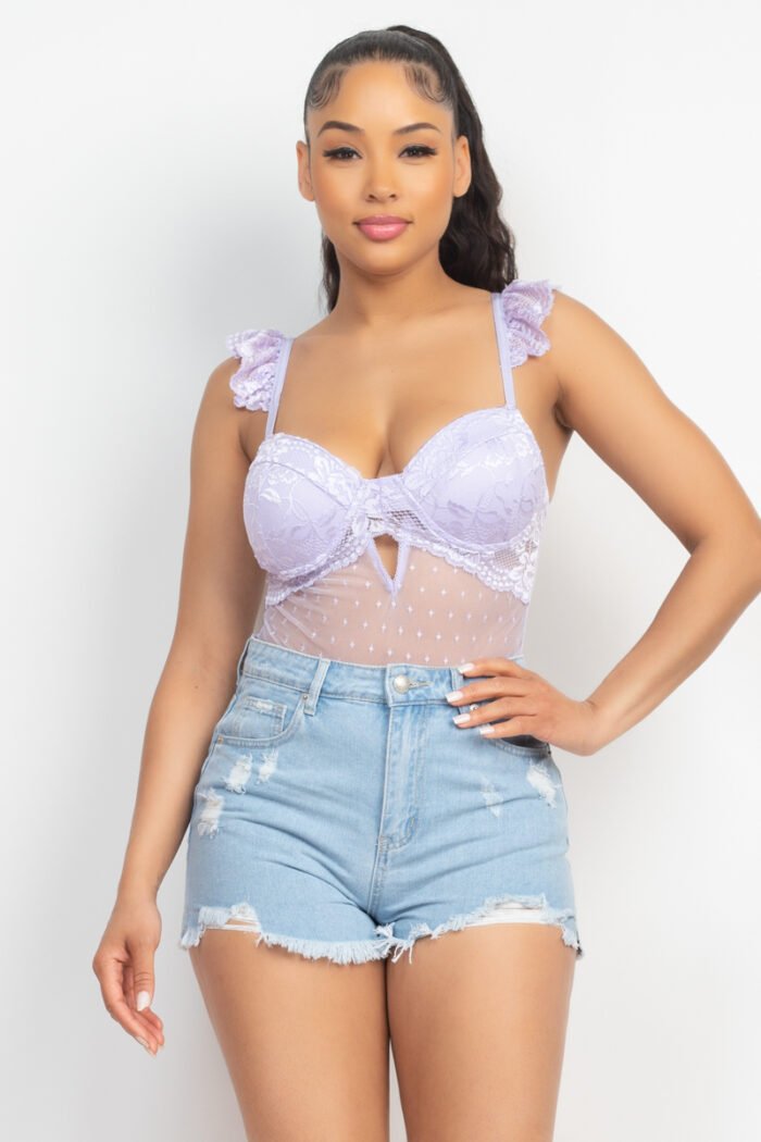 Sweetheart cut-out cami ruffled bodysuit