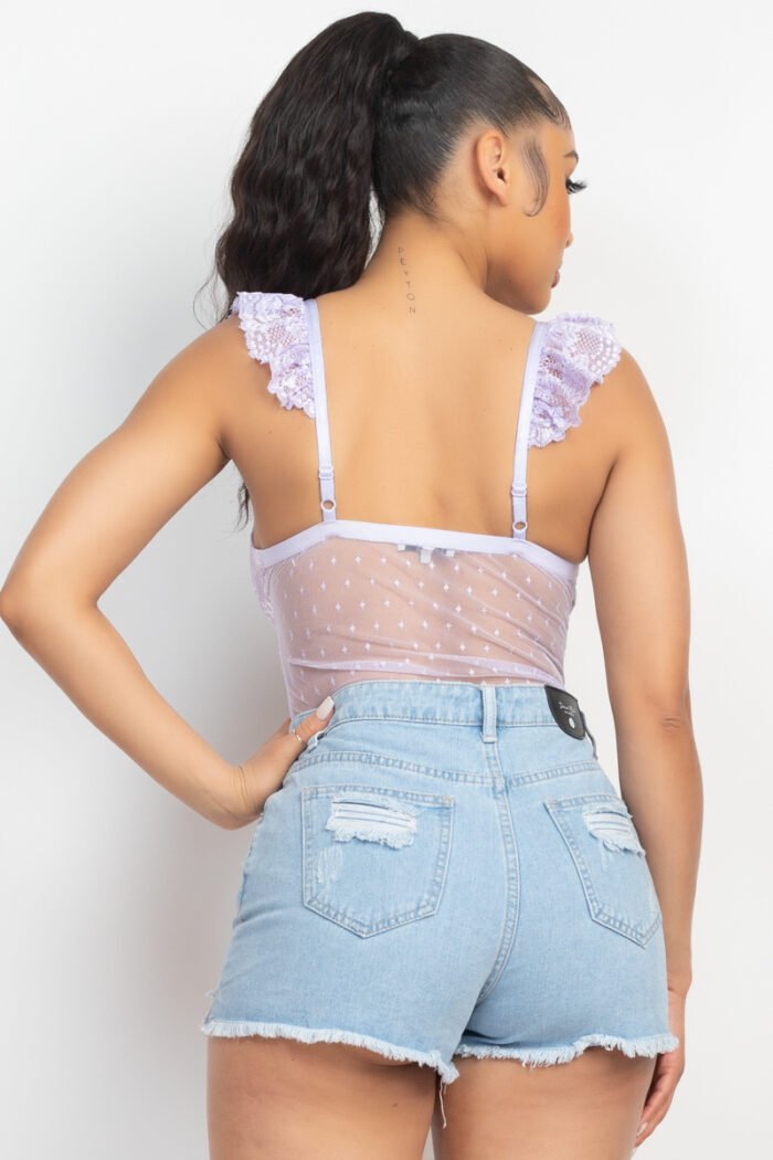 Sweetheart cut-out cami ruffled bodysuit