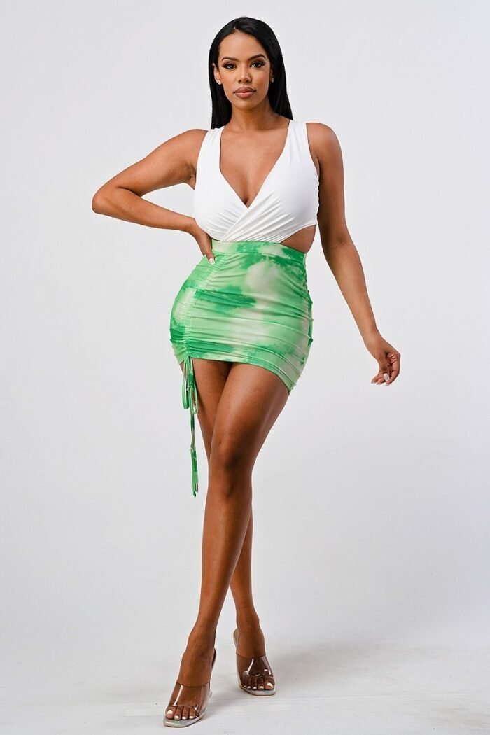 White sleeveless top with detachable rhinestone cross open back with bodycon...