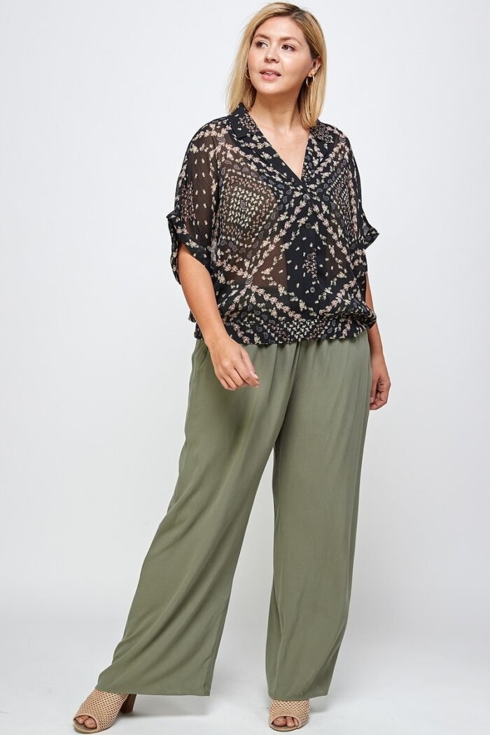 Solid full length wide leg palazzo pants