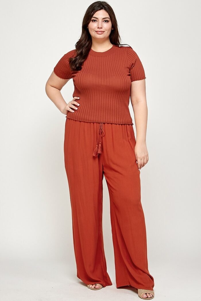 Solid full length wide leg palazzo pants
