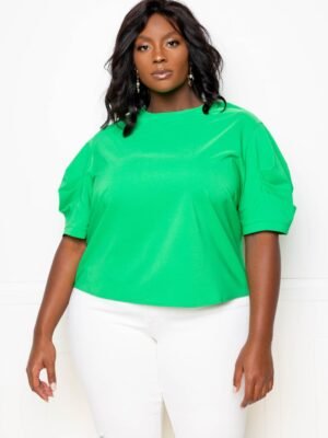 Ruched Puff Sleeve Blouse Top