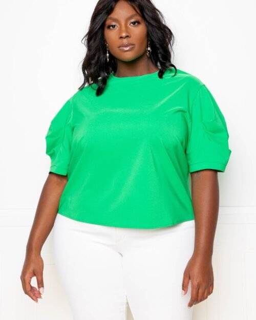 ruched puff sleeve blouse top