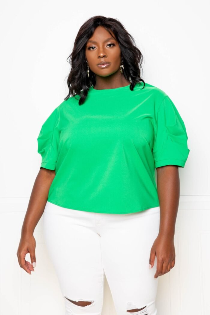 Ruched puff sleeve blouse top