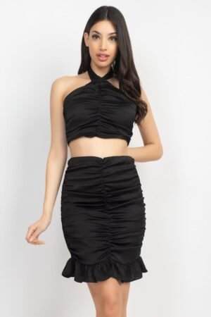 Halter Neck Crop Top & Skirts Set Halter Neck Crop Top & Skirts Set