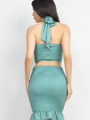 Halter Neck Crop Top & Skirts Set