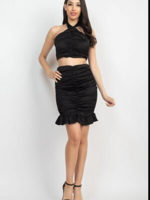 Halter Neck Crop Top & Skirts Set