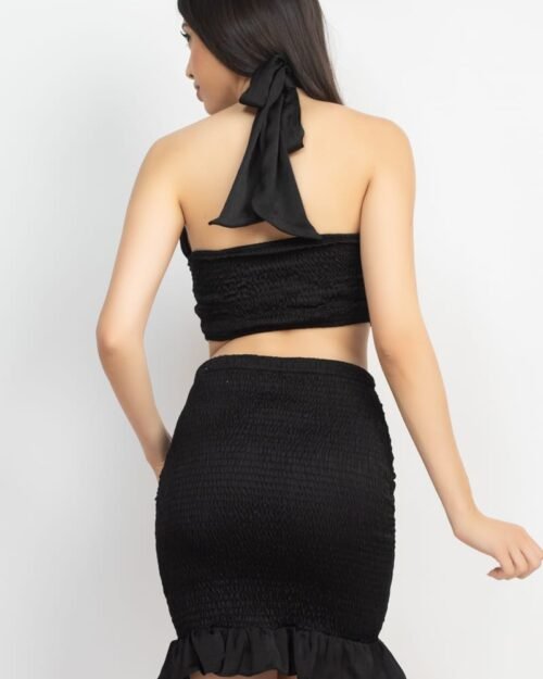 halter neck crop top & skirts set