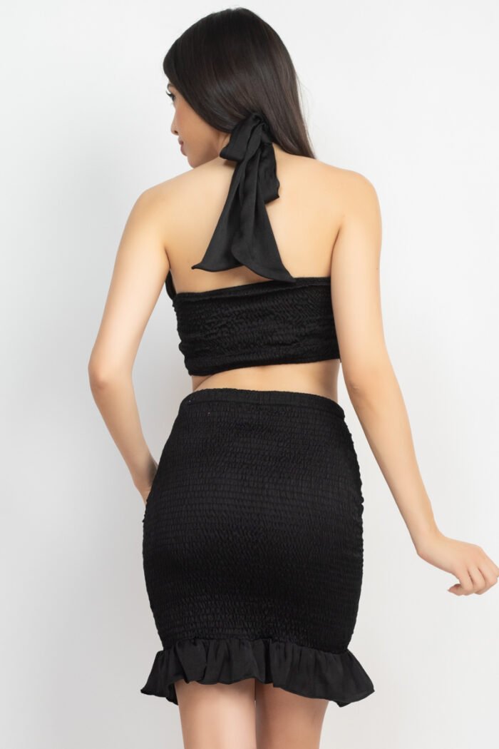 Halter neck crop top & skirts set