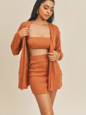 Cardigan Solid Color 3 Piece Set