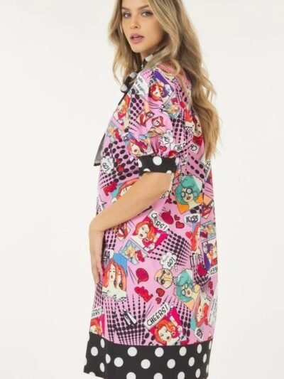 Print Midi Dress With Polka Dot Finish Print Midi Dress With Polka Dot Finish