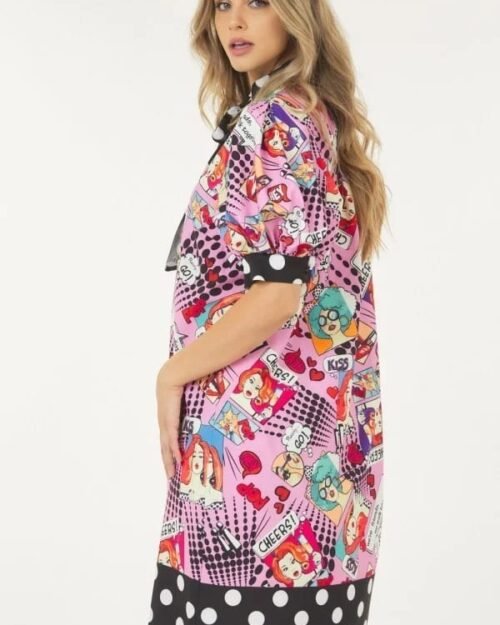 print midi dress with polka dot finish