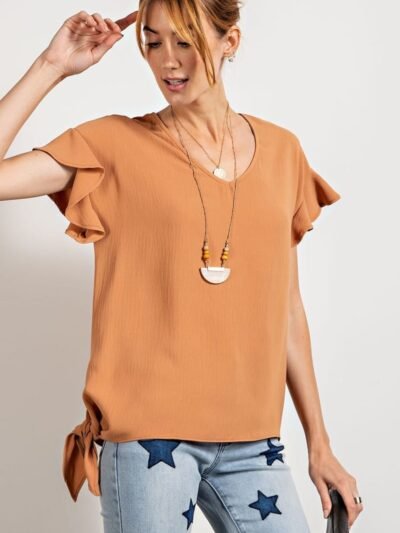oose Fit Blouse for Women - Camel Color