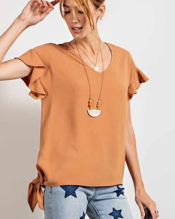 oose Fit Blouse for Women - Camel Color