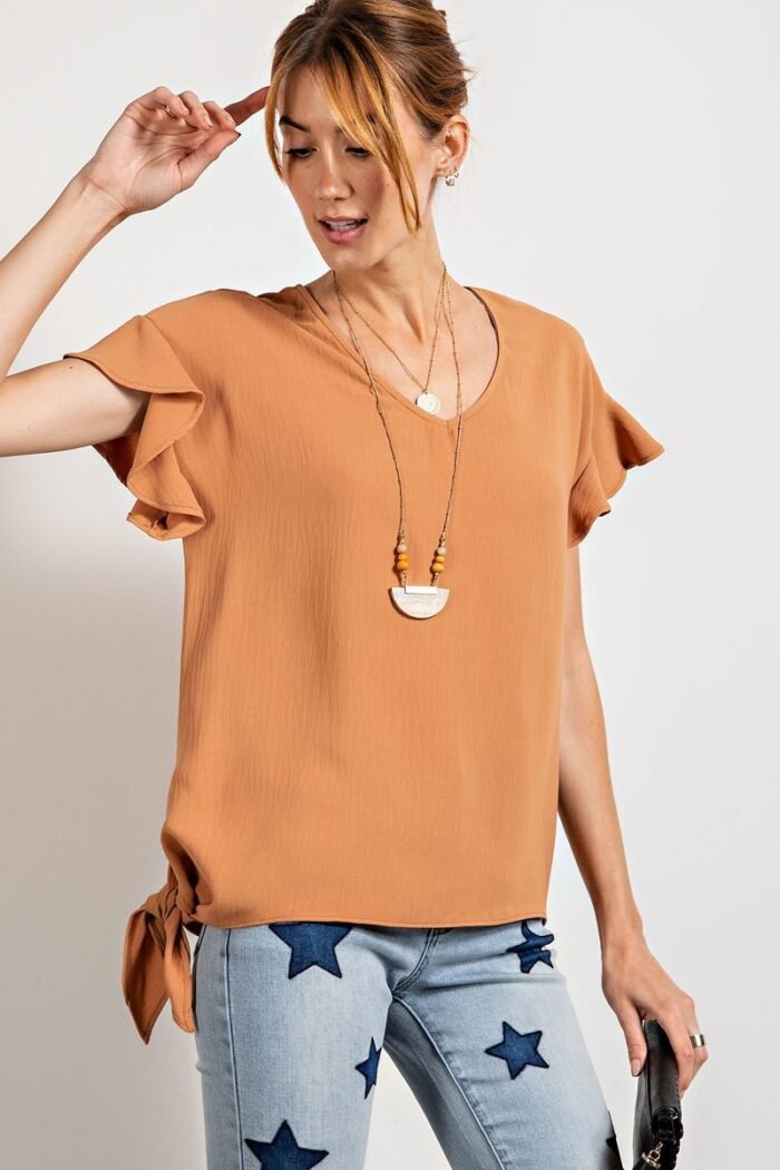 Oose fit blouse for women - camel color